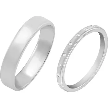 Prsten Platinový eternity snubní prsten s diamanty a komfortní pánský Miomi