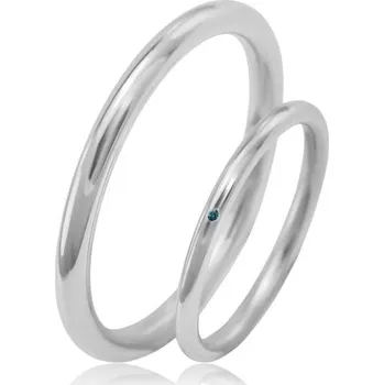 Prsten Platinové jednoduché snubní prsteny s modrým diamantem Alays