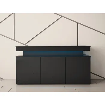 Komoda Komoda s LED osvětlením USOA - lesklá černá / matná černá