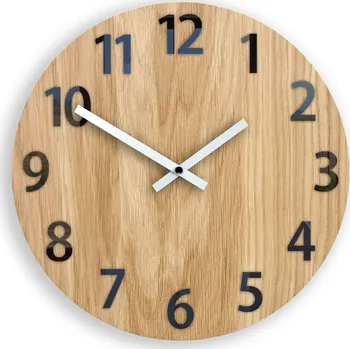 Hodiny Dřevěné nástěnné hodiny Amadeus 33 cm bílé/černé