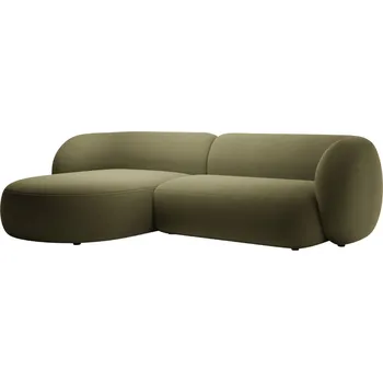 Pohovka Micadoni Zelená sametová rohová pohovka Kate 285 cm, levá