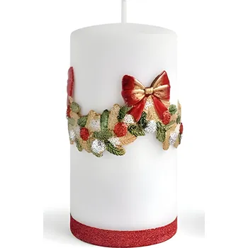 Svíčka Mondex Vánoční svíčka Girlanda I 18 cm bílá