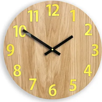 Hodiny Dřevěné nástěnné hodiny Amadeus 33 cm žluté/bílé