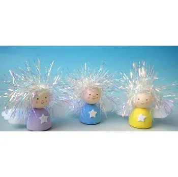 Andílek střapatý s hvězdičkou kreativní sada vatová 10 cm - 3 ks