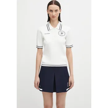 Polo tričko Sporty & Rich Eden Crest Cable Knit, XS, bílá, 00X