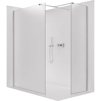 Cerano Sprchová zástěna Walk-in Onyx T L/P, 8 mm, hranatá vzpěra, chrom, mléčné sklo, 150x50 cm, CER-8050BD2602