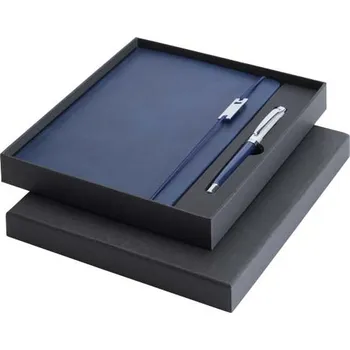 Zápisník Legato Elegance sada zápisníku A5 s tvrdou obálkou a kuličkovým perem - Oceánová modrá / Bílá