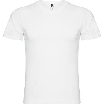 Pánské tričko Samoyedo pánské tričko s krátkým rukávem s výstřihem do V - Bílá, 3XL