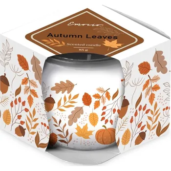 Svíčka Emocio Sklo Dekor 70x62 mm Autumn Leaves, vonná svíčka 85 gram 230 gram