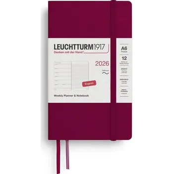 Diář Weekly Planner & Notebook 2026 Pocket (A6) Port Red