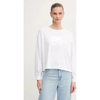 Pánské oblečení Bavlněné tričko s dlouhým rukávem Dkny DJ5T1488 bílá 00X, vel. M