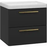 EBS Urban Skříňka s umyvadlem 61cm, černá mat/madlo zlatá kartáčovaná