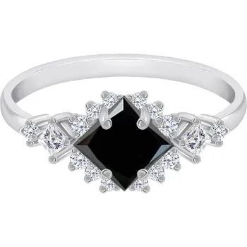 Prsten Dokonalý prsten s černým diamantem a postranními moissanity Medrie