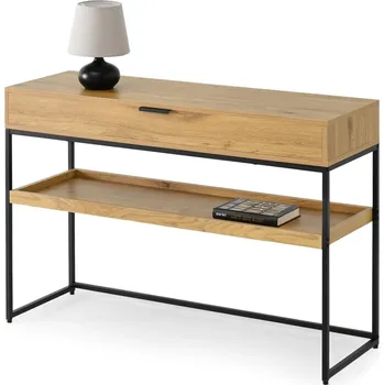Konferenční stolek Konzolový stolek NIRAI s policí a šuplíkem - dub / černý