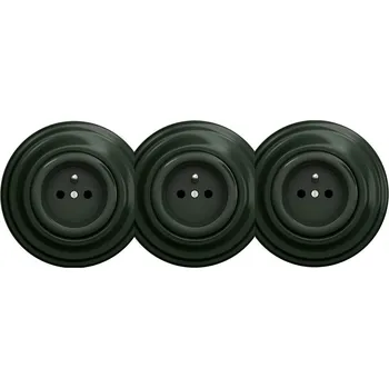 Elektrická zásuvka Kliklap - Trojitá retro zásuvka domovní s rámečkem 230V zelená