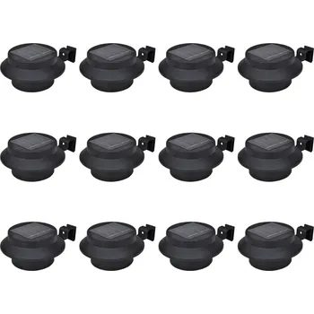 Venkovní osvětlení Venkovní solární lampy na plot 12 ks LED černé