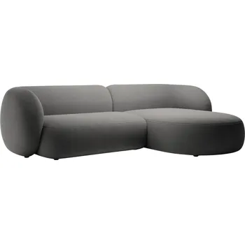 Pohovka Micadoni Tmavě šedá sametová rohová pohovka Kate 285 cm, pravá