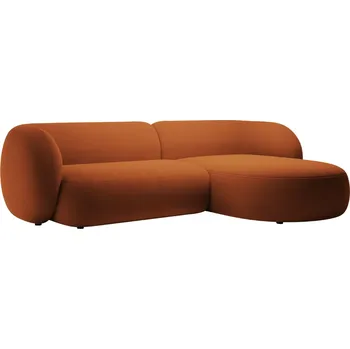 Pohovka Micadoni Oranžová sametová rohová pohovka Kate 285 cm, pravá