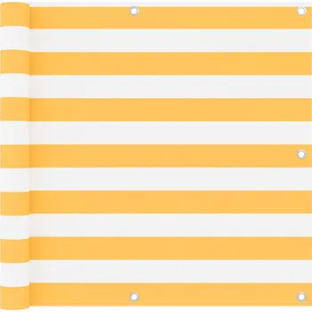 Stínicí technika Balkónová zástěna bílá a žlutá 90 x 600 cm oxfordská látka