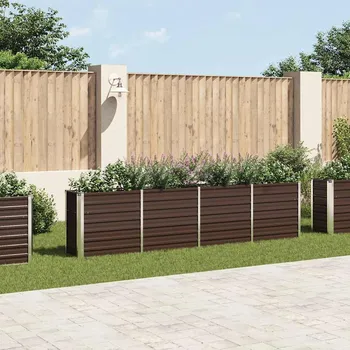 Truhlík Vyvýšený záhon 320 x 40 x 77 cm pozinkovaná ocel hnědý