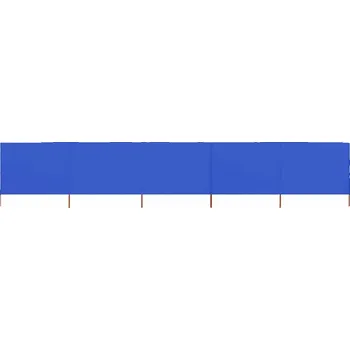 Stínicí technika 5dílná zástěna proti větru textil 600 x 120 cm azurově modrá