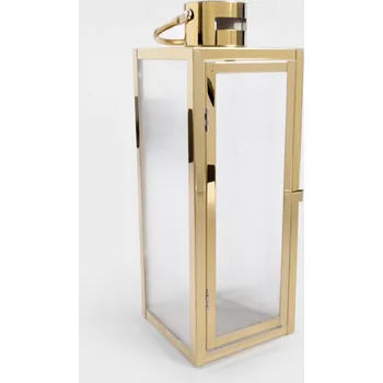 Lampička Lucerna | TONDO | zlatá s pruhovaným sklem | 14x14x39 cm | 705083 Výška 39 cm