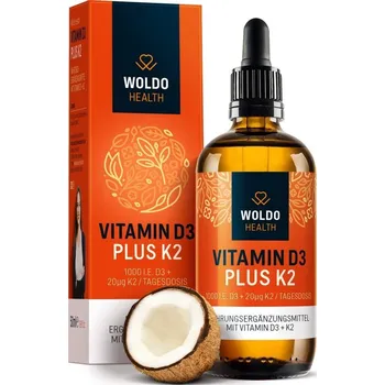 Přírodní produkt Woldo Health Vitamíny D3 + K2 MK7 v MCT oleji 50 ml 1800 kapek Dárek zdarma