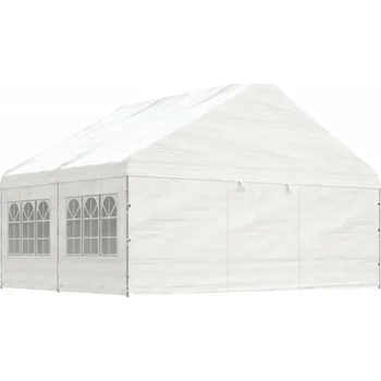 Zahradní stan Altán se střechou bílý 4,46 x 5,88 x 3,75 m polyethylen