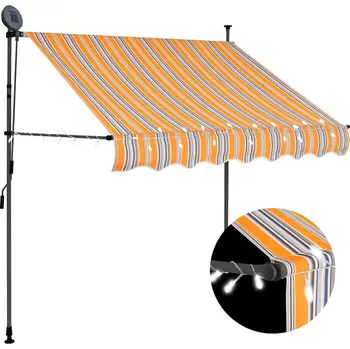 Markýza Ručně zatahovací markýza s LED světlem 100 cm žlutomodrá