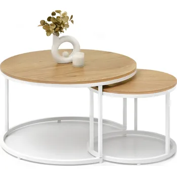 Konferenční stolek Set konferenčních stolků JACEK - dub / bílý