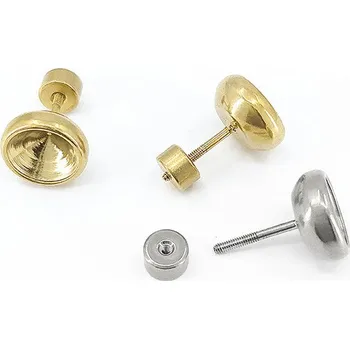 Materiál na výrobu šperku Šroubovací Náušnice CHO na rivoli 8mm - Nerez SL