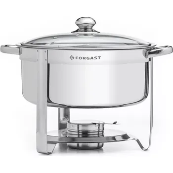 Forgast Kulatý chafing – stolní ohřívač na palivo se skleněnou poklicí, 7,5 l