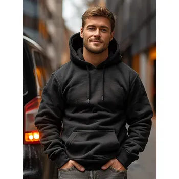 Pánská mikina Černá pánská mikina s kapucí anorak Bolf 2009A2 - L