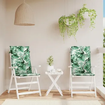 Podsedák Podušky na židli s vysokým opěradlem 2 ks vzor listů textil