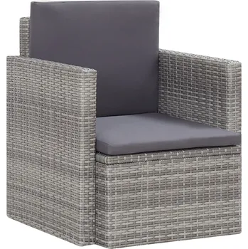 Zahradní křeslo s poduškami polyratan šedé