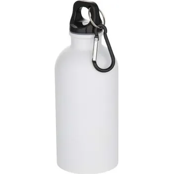 Láhev 400ml jednostěnná láhev na vodu Oregon z nerezové oceli s certifikací RCS, karabinou a matnou povrchovou úpravou - Bílá
