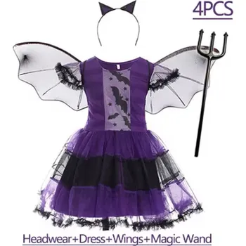 Karnevalový kostým Dívčí kostým - netopýr (s příslušenstvím) Varianta: 2 (4 ks), Velikost: 100