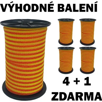 Ohradník Balení 4+1 ZDARMA - Ohradníková páska Economy line M+S 10 mm/200 m žluto-oranžová 11 Ohm/m
