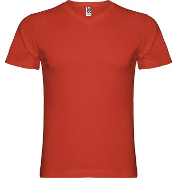 Pánské tričko Samoyedo&nbsp;pánské tričko s krátkým rukávem s výstřihem do V - Červená, 2XL