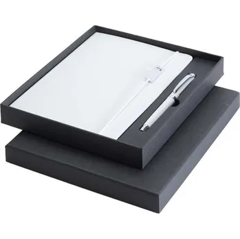 Zápisník Legato Elegance sada zápisníku A5 s tvrdou obálkou a kuličkovým perem - Bílá / Bílá