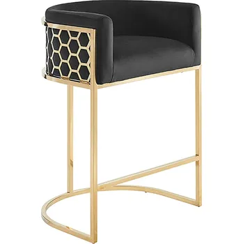 Barová židle Barová židle ELEGANCE 88 CM černá/zlatá samet