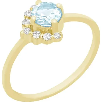 Prsten Zlatý prsten s akvamarínem a diamanty Ammiel