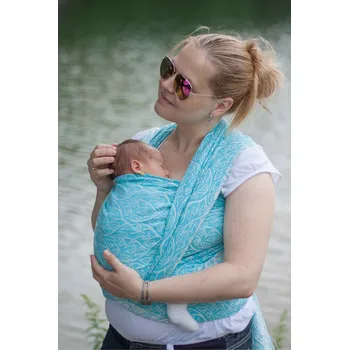 Šátek na nošení dítěte Loktu She Bird Garden Azure - šátek na nošení dětí Velikost: 6