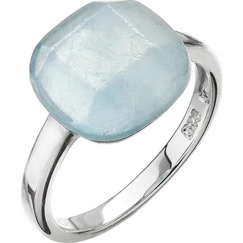 Prsten EVOLUTION GROUP CZ Stříbrný prsten čtverec s pravým akvamarínem - velikost 54 - 15028.3