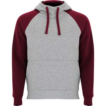 Pánská móda Unisex dvoubarevná mikina s kapucí Badet - Žíhaná šedá / Granátová, XS