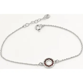 Náramek Dámský stříbrný náramek kolečko s granátky 17-20 cm STNA0895F