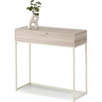 Konferenční stolek Konzolový stolek NIRAI se šuplíkem - krémový / béžový jasan