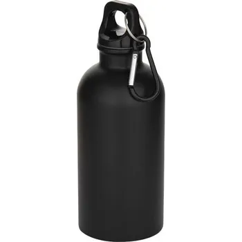 400ml jednostěnná láhev na vodu Oregon z nerezové oceli s certifikací RCS, karabinou a matnou povrchovou úpravou - Černá