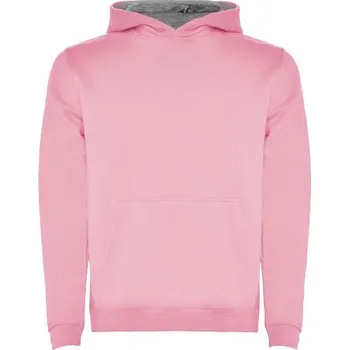 Dívčí tričko Urban dětská mikina s kapucí - Světle růžová / Melírovaná šedá, 3/4