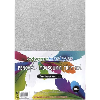 Pěnovka třpytivá A4, tl. ca 2mm - stříbrná, 10ks